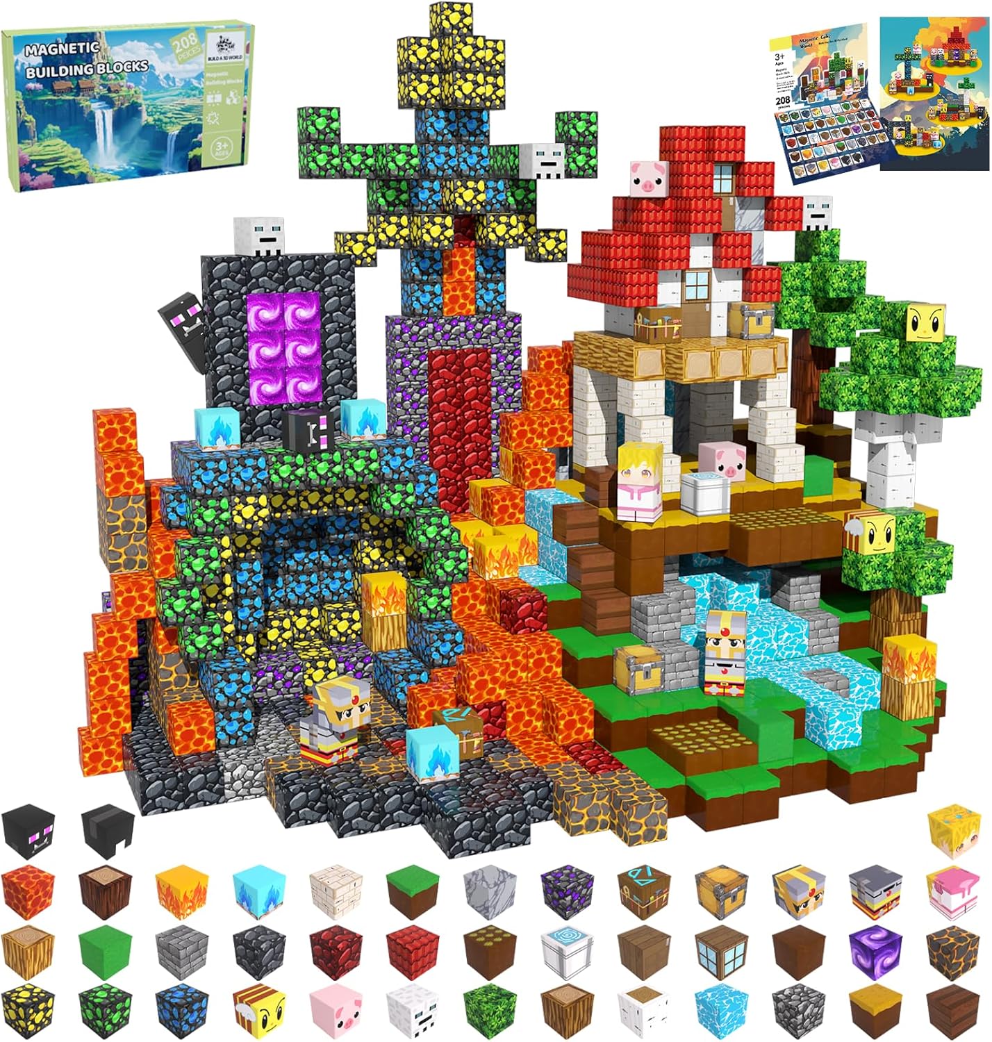 208 PCS Magnetic Blocks Building Toys for Kids Ages 3+ Fun