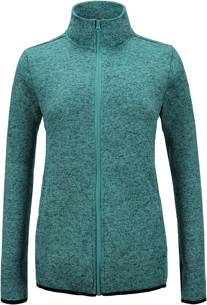 Dolcevida Women's Long Sleeve Fleece Zip Up Jacket with Pockets