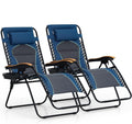 Oversized Padded Zero Gravity Chair 30 in Seat - Set of 2 Blue Accent