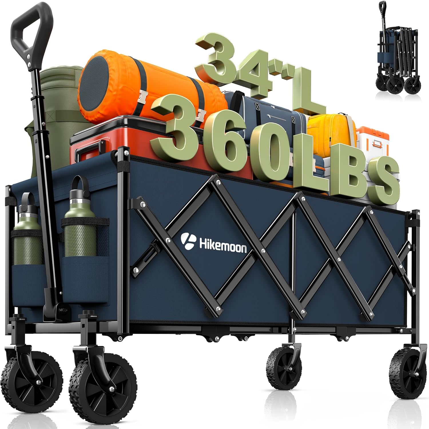 34 Extra Long Collapsible Wagon for Heavy Duty Outdoor Use