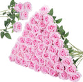 InnoGear 50 Pcs Pink Roses Artificial Flowers - Lifelike Silk Bouquet