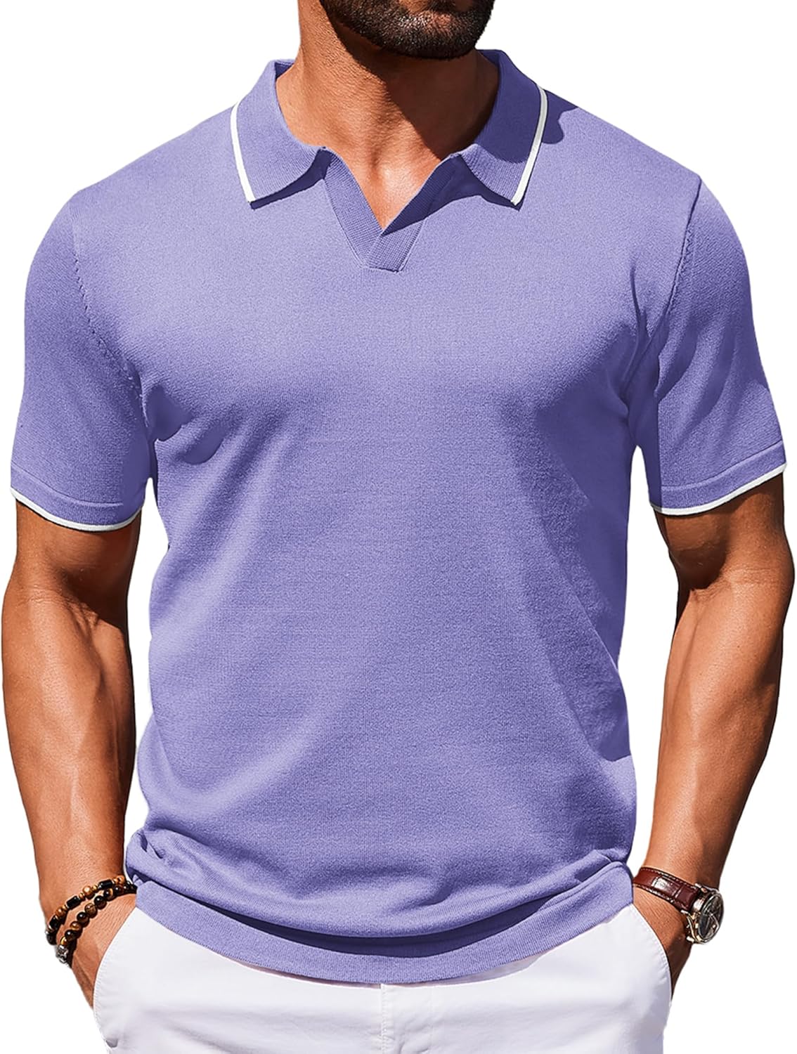 COOFANDY Mens Polo Shirts Short Sleeve Vintage Golf T Shirts