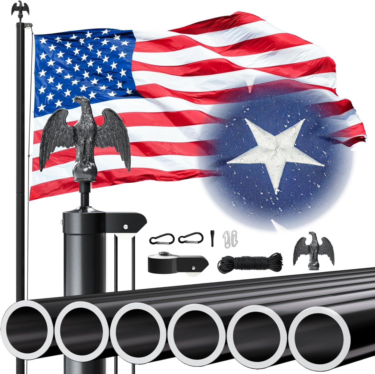 Heavy Duty 20 FT Flag Pole Kit for Residential and Commercial Use