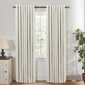 84 in Linen Blackout Curtains 2-Panel Set - Cream Beige Room Darkening