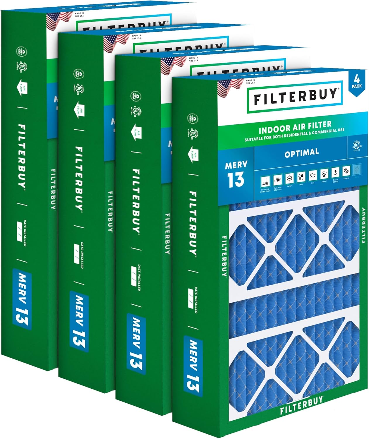 Filterbuy 15.75x27.63x3.50 Air Filter MERV 13 for HVAC Systems
