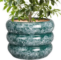 Ceramic Planter 10 Inch Indoor Pot with Drainage - Stylish Green