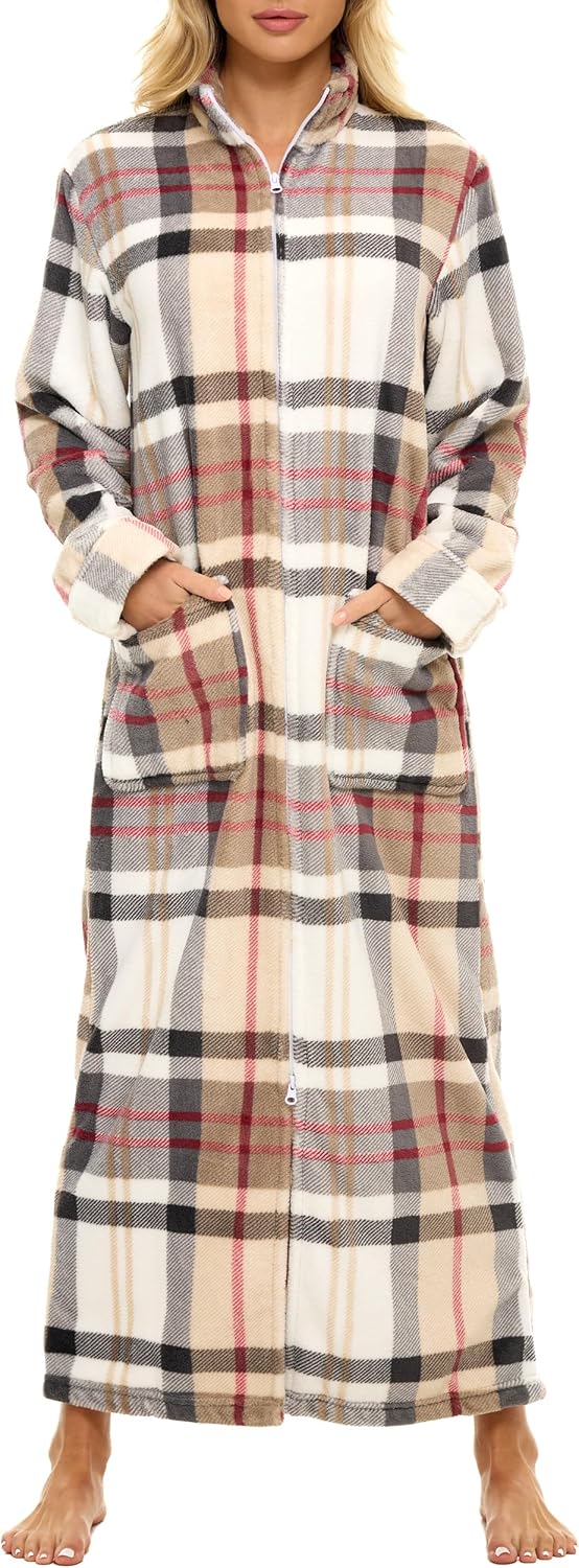 Plush Zipper Robes for Plus Size Women by Alexander Del Rossa
