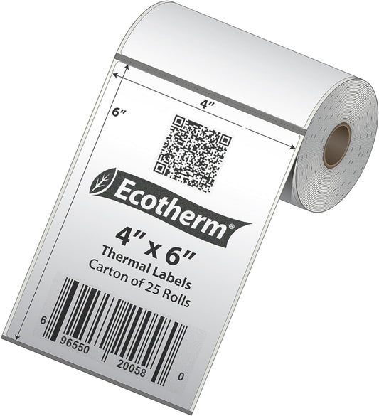 Effortlessly Print On-The-Go | 4x6 Mobile Labels | 25 Rolls | Fits Zebra Printers | Eco-Friendly Technology