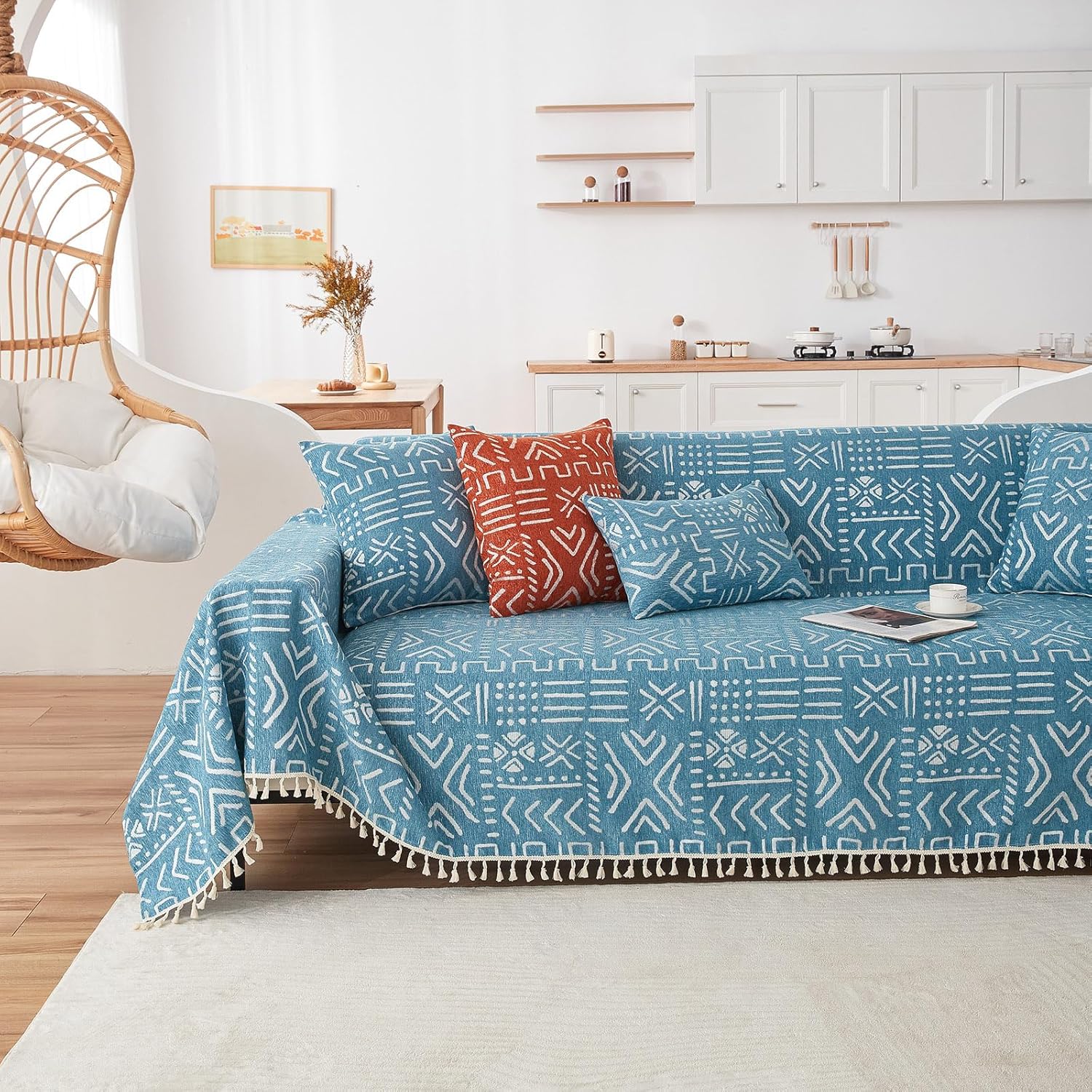 VClife Couch Cover Soft Chenille Boho Sofa Cover for Living Room