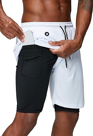 Pinkbomb Men's 2 in 1 Running Shorts with Phone Pocket Design