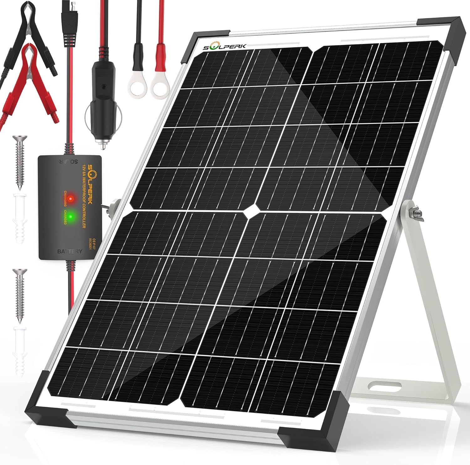 15W Solar Battery Charger with Waterproof Design for All Vehicles