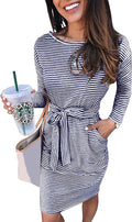 Women's Fall Bodycon Party Dress Tie Waist - Flattering Fit