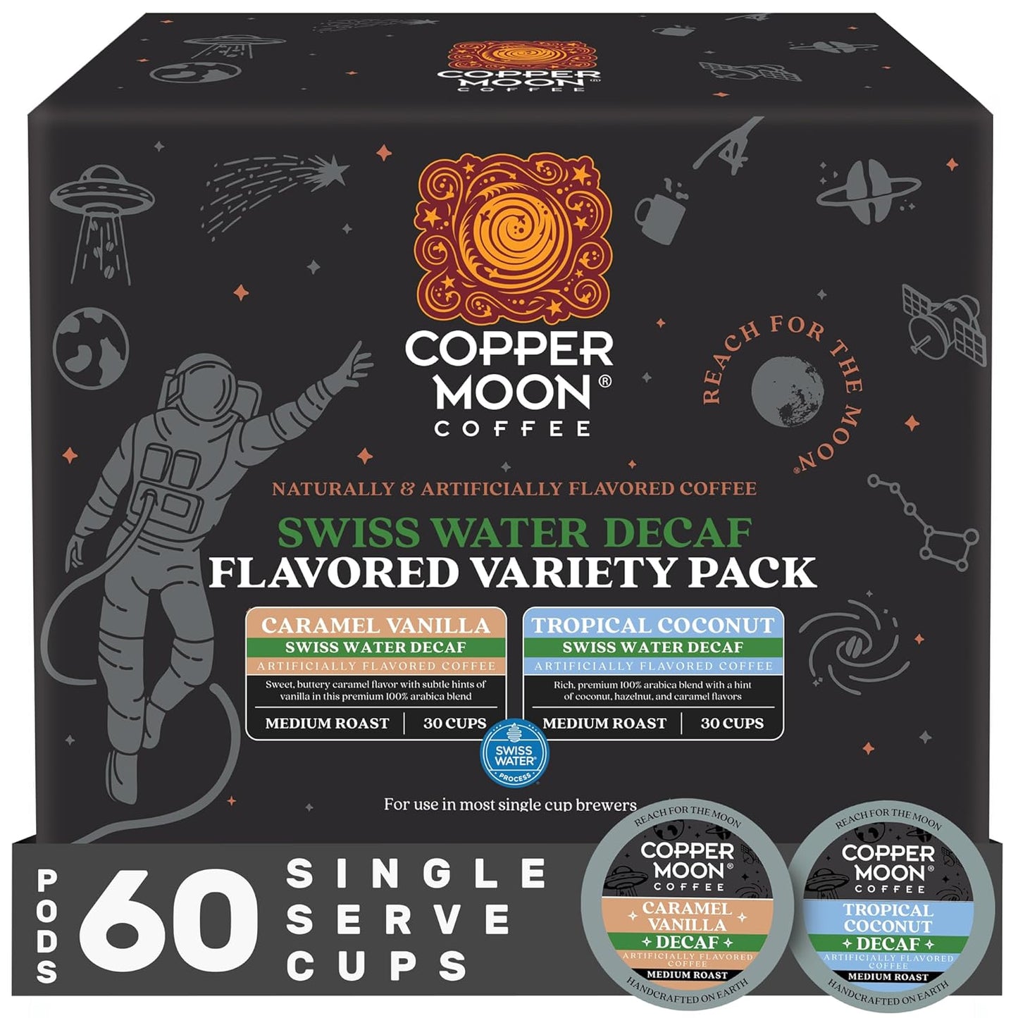 Copper Moon Coffee Swiss Water Decaf Flavored Variety Pack