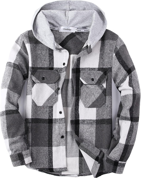 Boys Girls Casual Flannel Plaid Hoodies for Fall Fashion