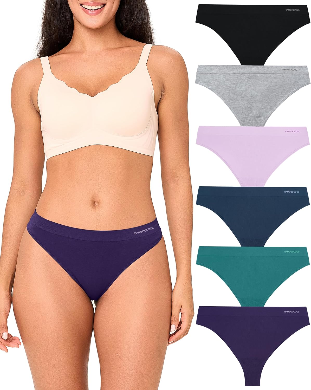 Bamboo Cool Women's Thongs: Seamless, Breathable Comfort 6 Pack