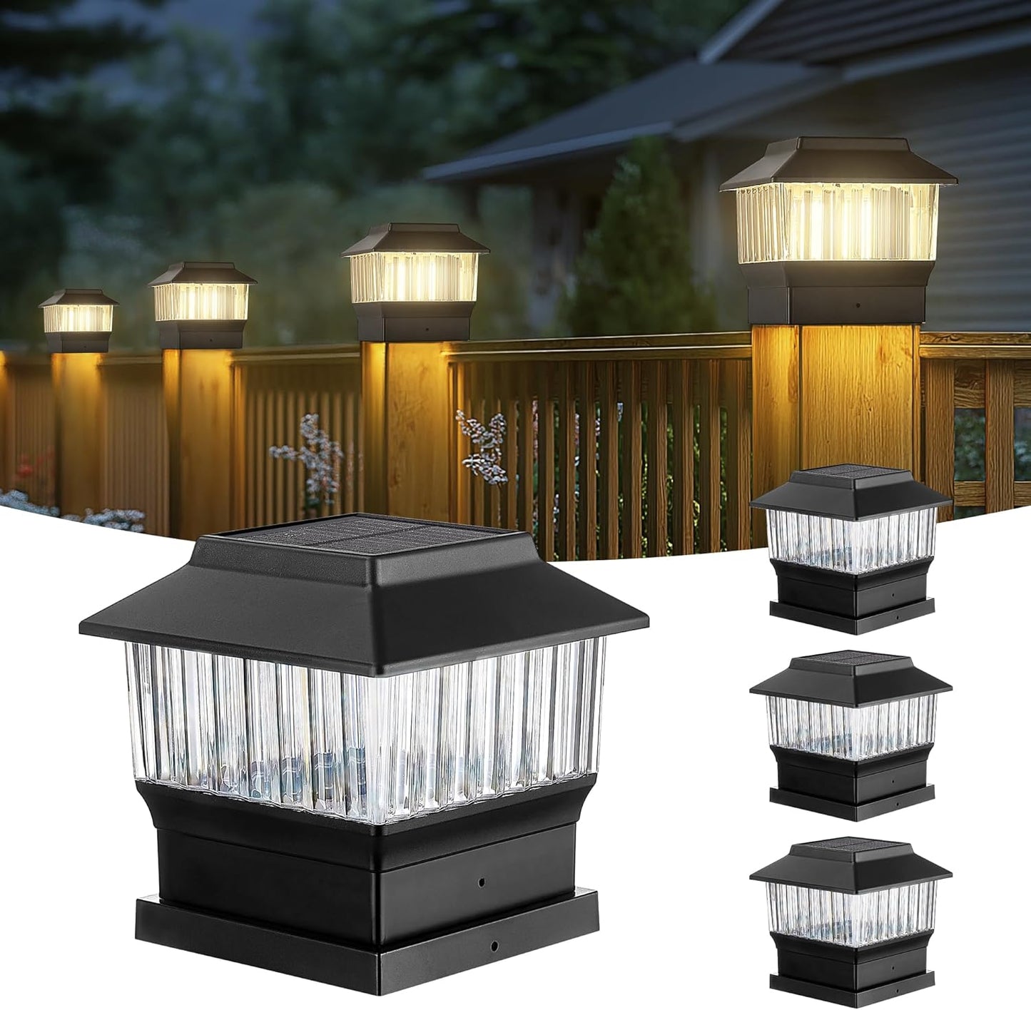 50 Lumen Solar Post Lights with 3 Modes for Outdoor Decor