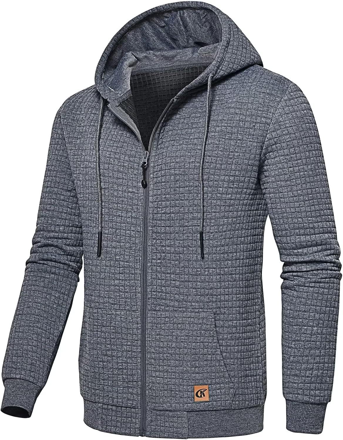 Jacquard Plaid Zip Hoodie - Lightweight & Stylish