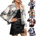 Flannel Shirts for Women Cropped Plaid Shacket Jacket - Cozy Fall