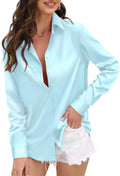 CUNLIN Womens Satin Leopard Button Down Shirt - Silky Work Blouse Tops