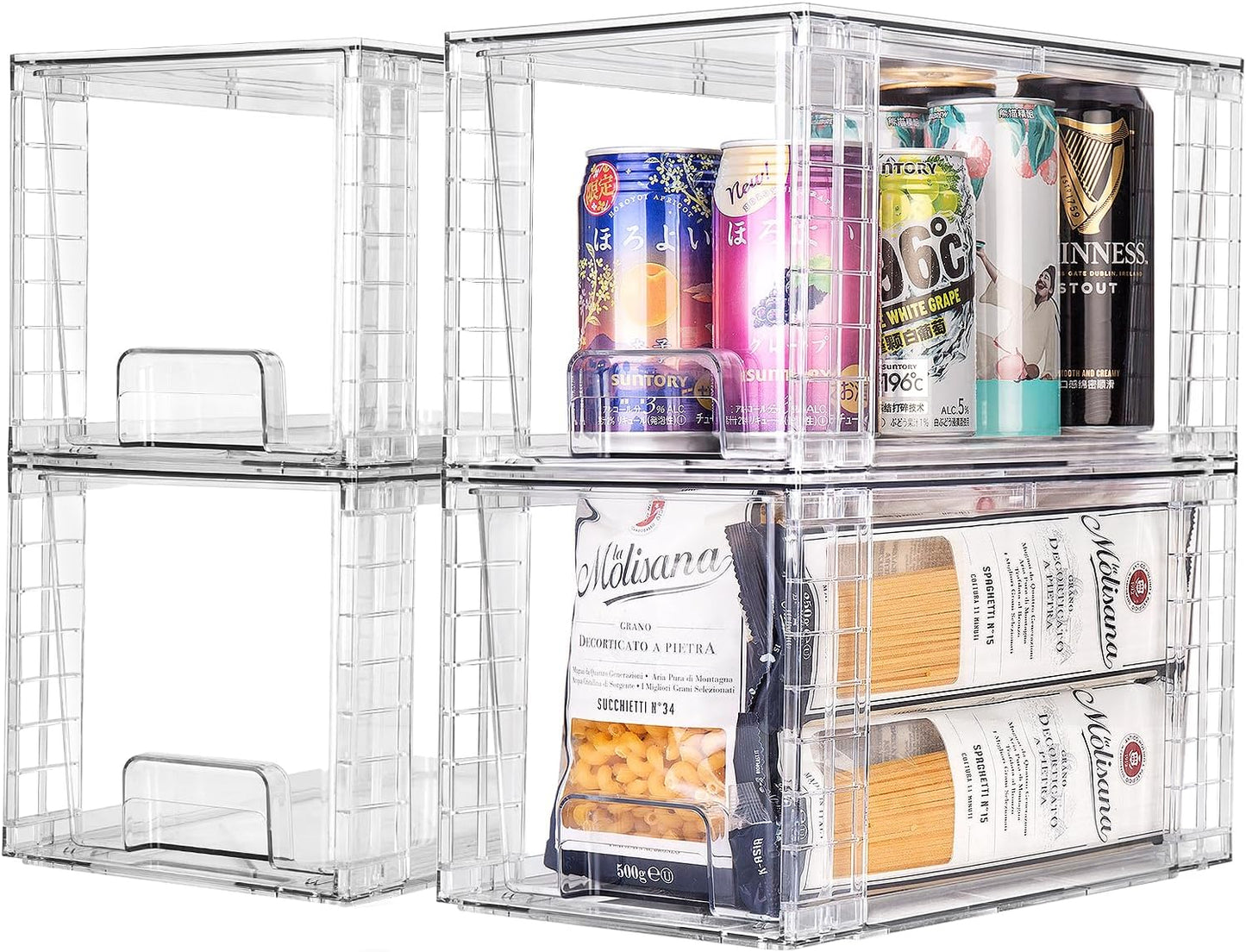 4Pack Large Stackable Kitchen Storage Drawers for Easy Organization