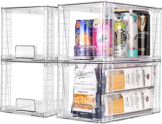 4Pack Large Stackable Kitchen Storage Drawers for Easy Organization