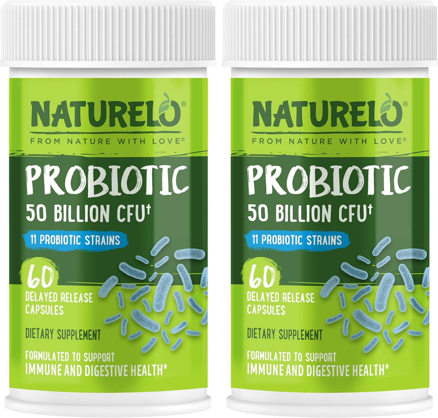 NATURELO Probiotics for Digestive Health - 50 Billion CFU