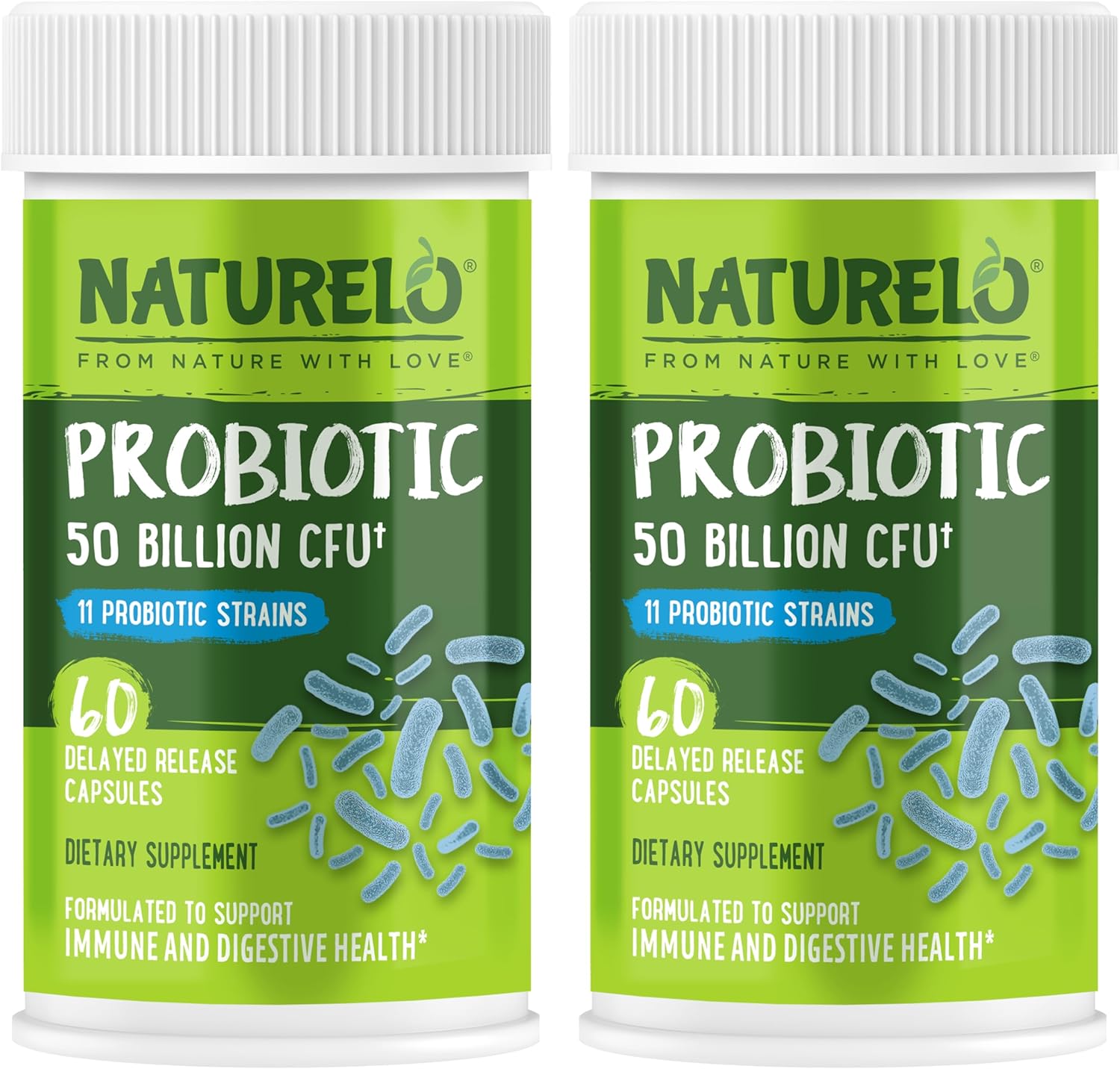 NATURELO Probiotics for Digestive Health - 50 Billion CFU