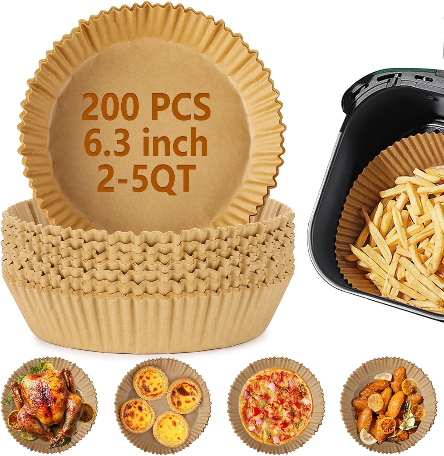 Tecbeauty 200pcs Non-Stick Air Fryer Liners - Simplify Cooking!