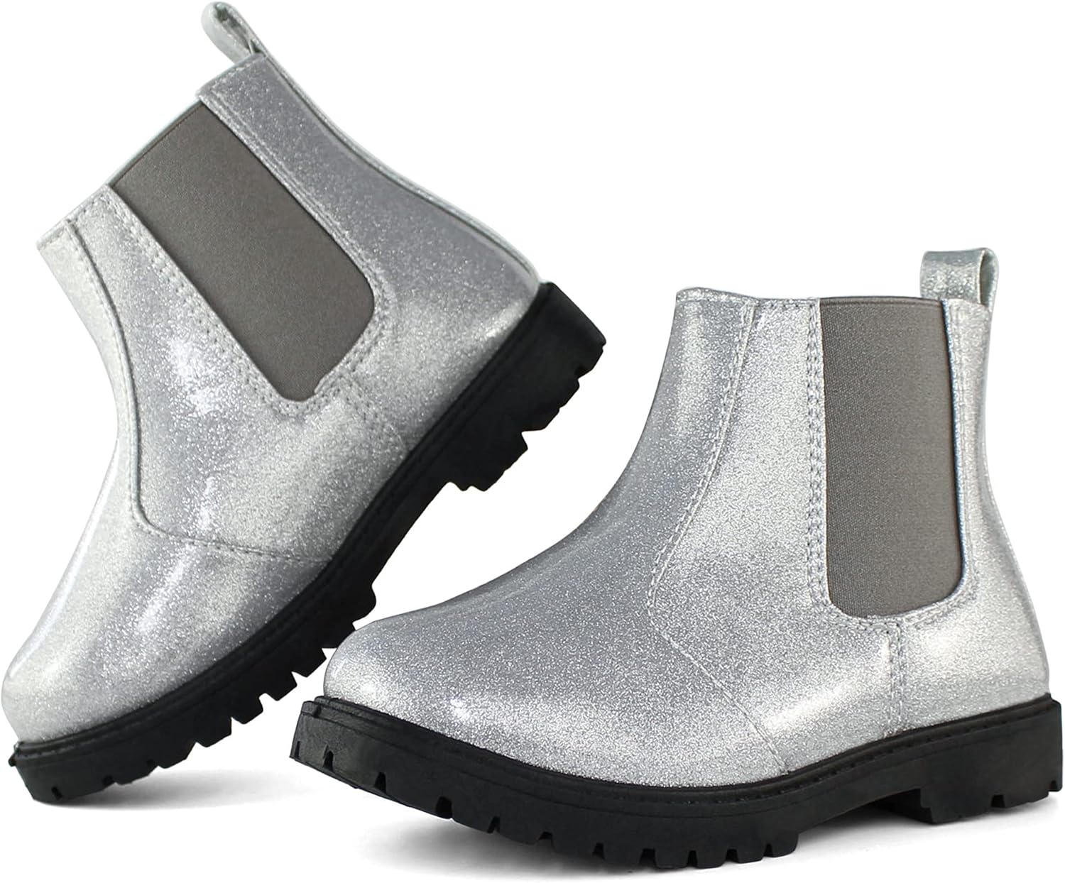 Tobfis Girl's Fashion Shiny Chelsea Boot Ankle Boots for Kids