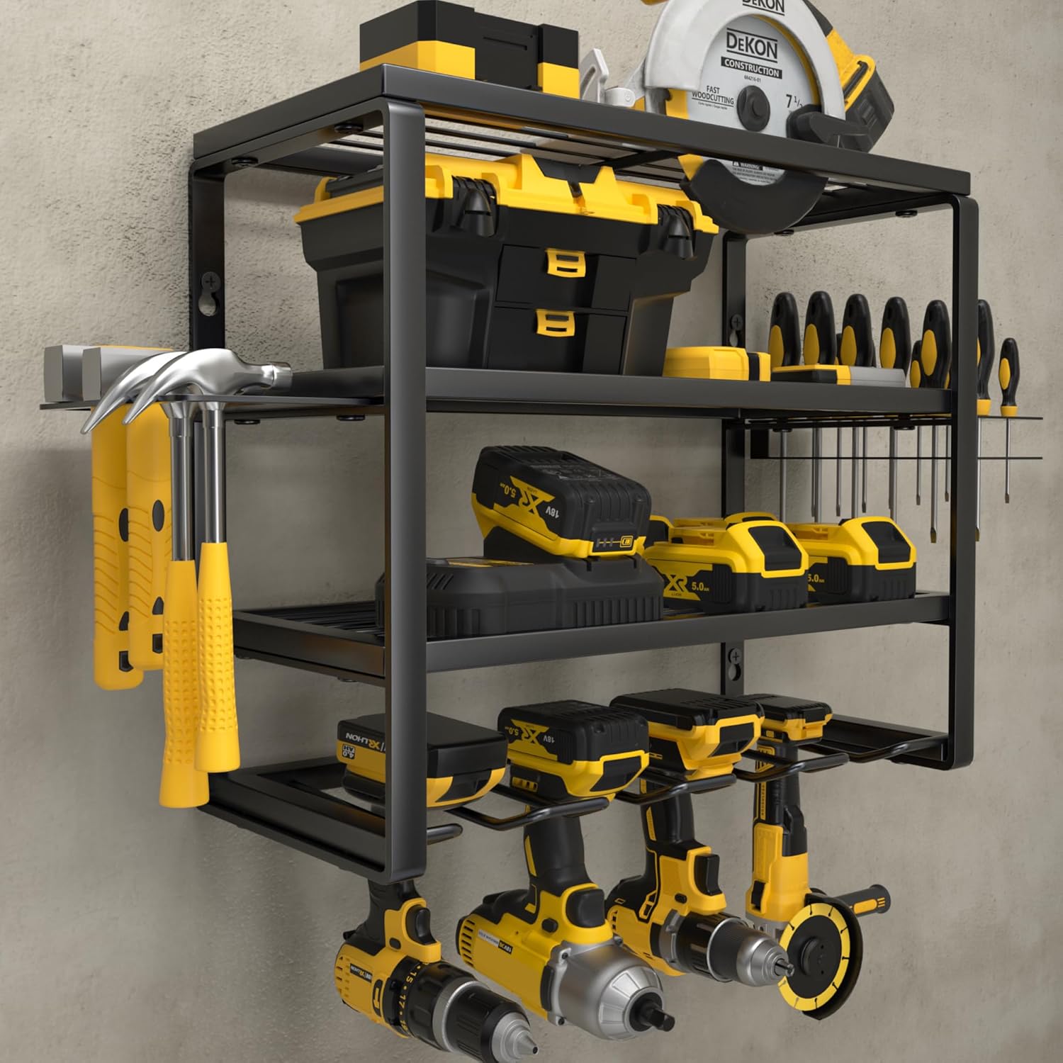 YYR 4 Layer Power Tool Organizer for Garage and Workshop Storage