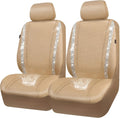 CAR PASS Bling Diamond Car Seat Covers 2 Front Sets - Sparkly Beige