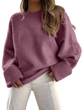 Oversized Fuzzy Knit Pullover Sweater - Soft Warm Casual Style Shoes