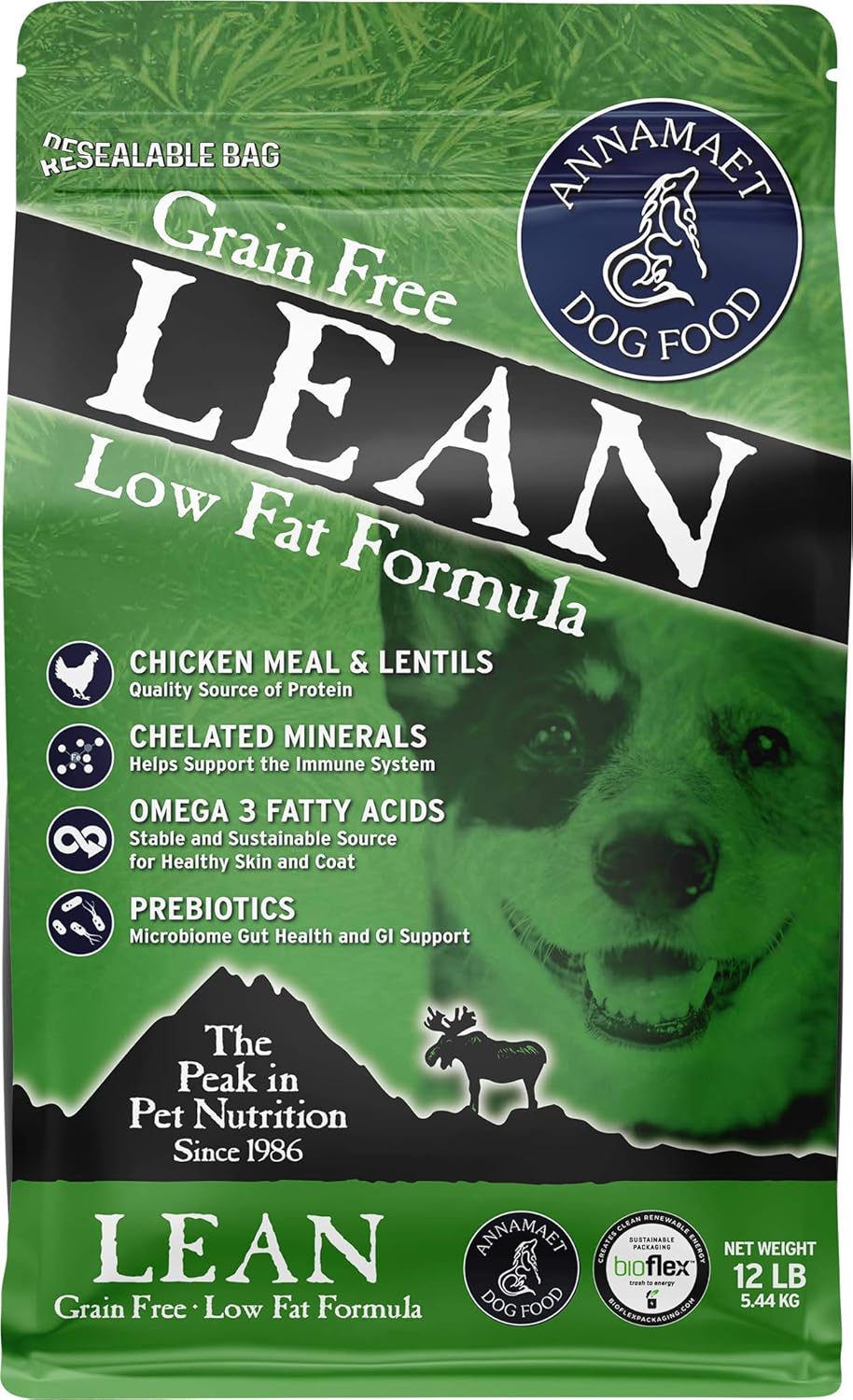 Annamaet Grain-Free Lean Reduced Fat Dry Dog Food for Health