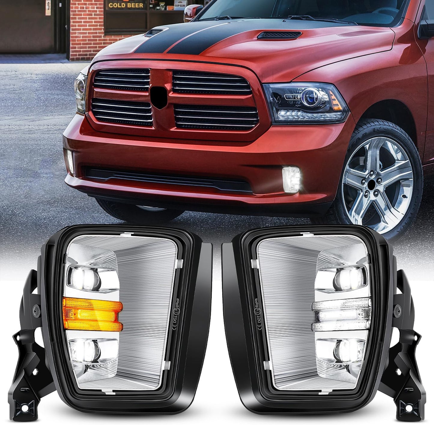 LED Fog Lights with Daytime Running & Turn Signal for Dodge Ram