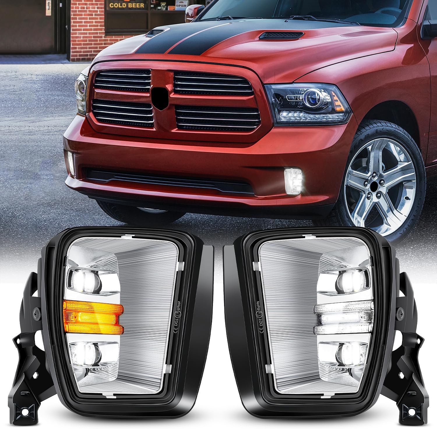 LED Fog Lights with Daytime Running & Turn Signal for Dodge Ram