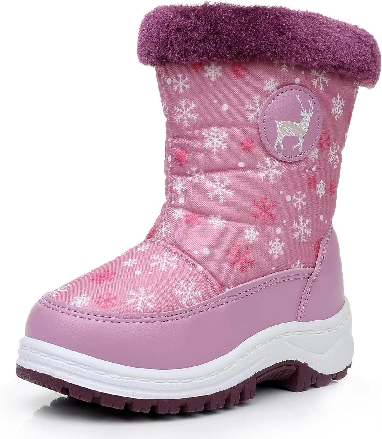 Apakowa Kids Cold Weather Water Resistant Winter Snow Boots