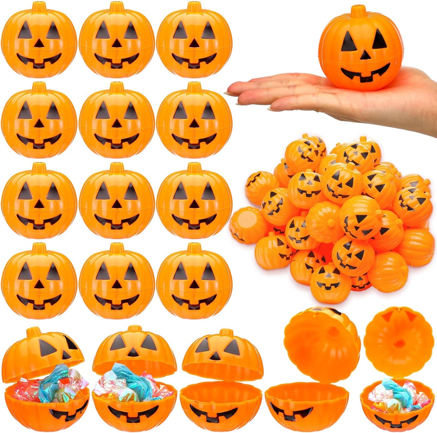 Lallisa 120 Pcs Halloween Pumpkin Containers for Party Supplies