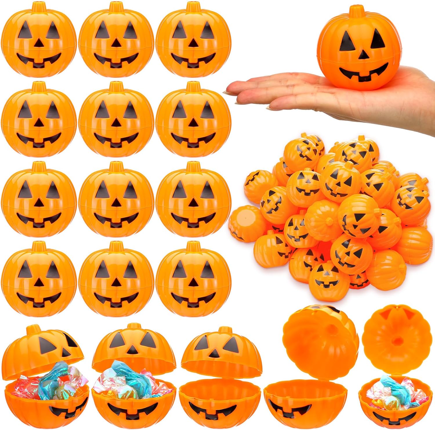 Lallisa 120 Pcs Halloween Pumpkin Containers for Party Supplies