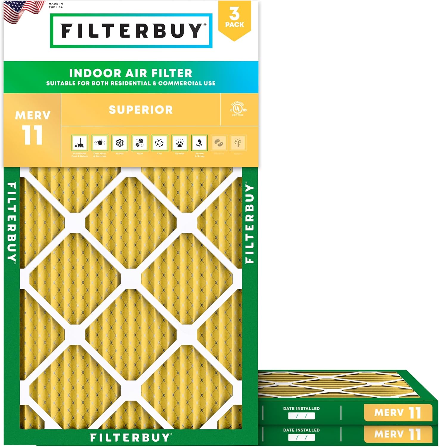 Filterbuy 20x30x1 Air Filter MERV 11 for Pet & Allergy Defense