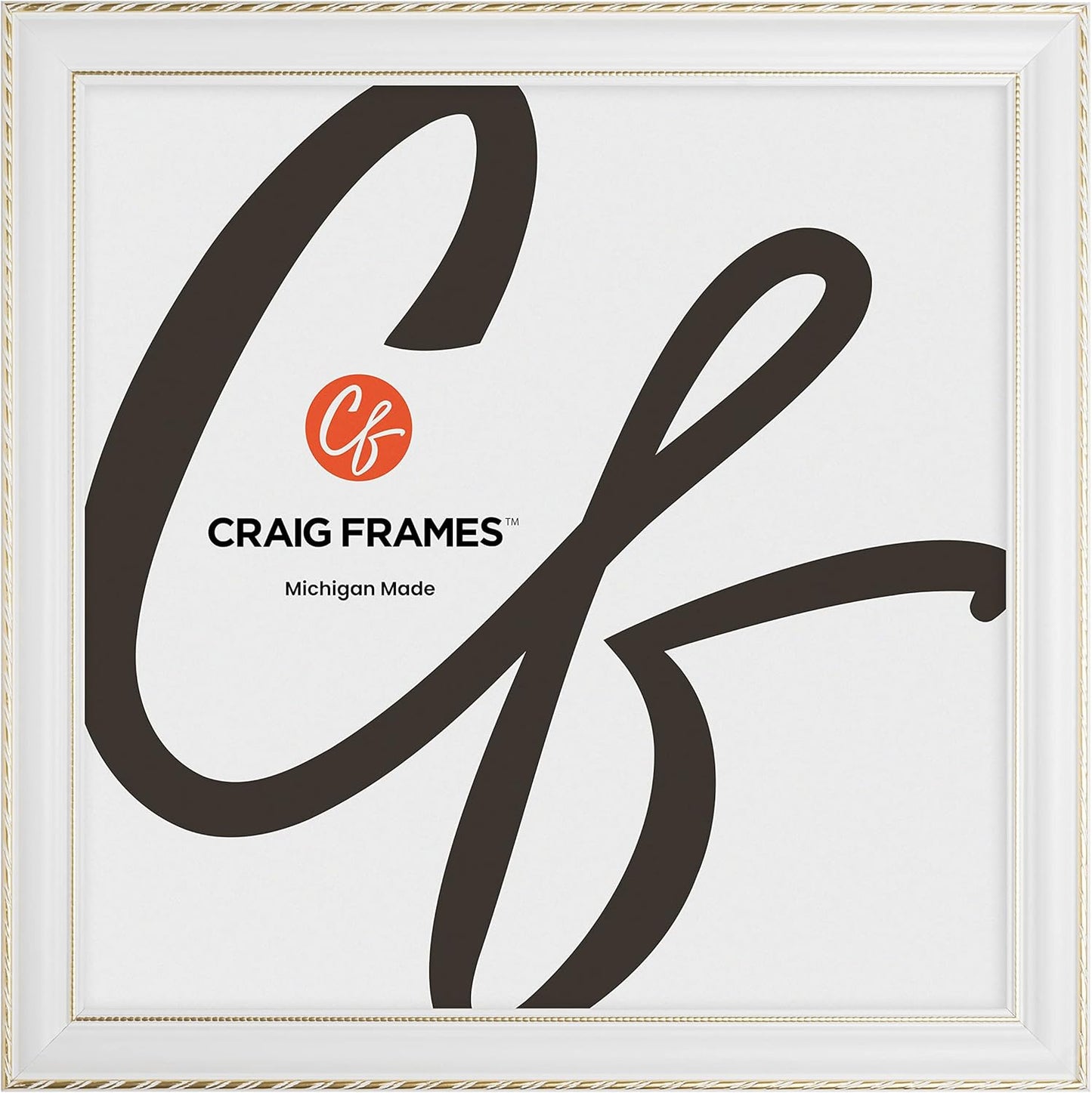 Victoria 24x24 Picture Frame in Ornate White and Gold Finish