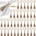 Wooden Napkin Rings Set of 100 - Rustic Bead Rings for Table Decor