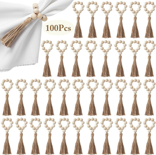 Wooden Napkin Rings Set of 100 for Boho Table Decor