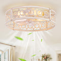 Caged Ceiling Fan with Light 20in Flush Mount - Quiet Farmhouse Style