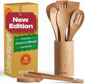 Cherry Wooden Spoons for Cooking Set of 9 - Natural, Non-Toxic