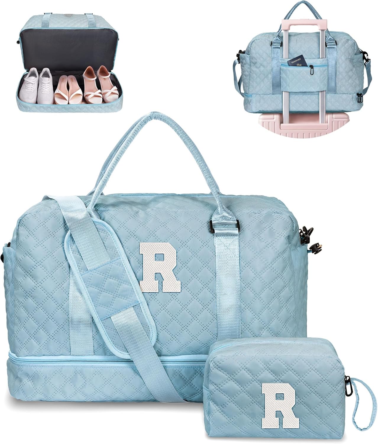 Initial Duffle Bag with Shoe Compartment for Weekend Getaways