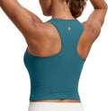 CRZ YOGA Womens Seamless Ribbed Longline High Neck Sports Bra - Slim