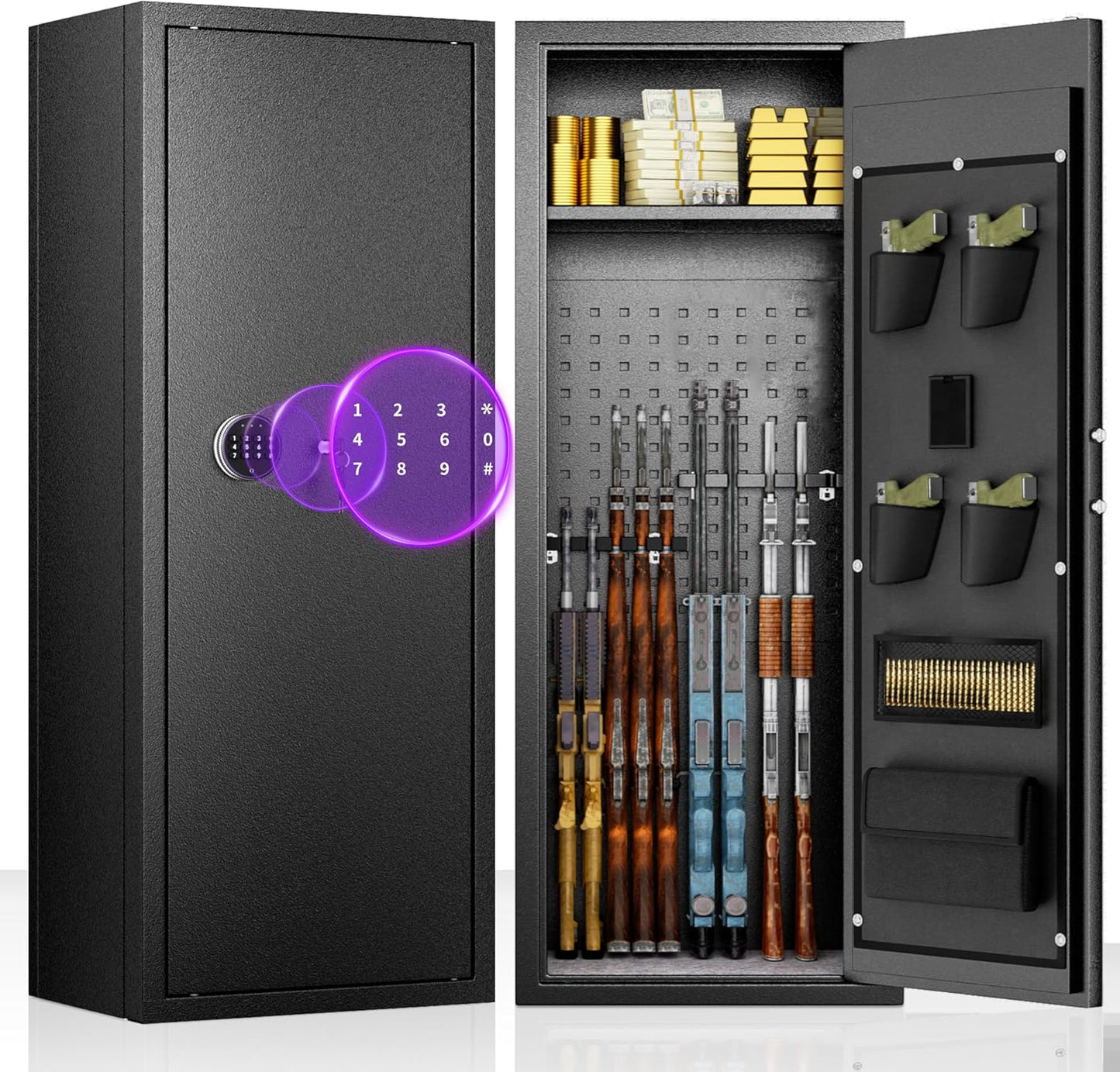 Rifle Gun Cabinet for Home Storage with Adjustable Shelves