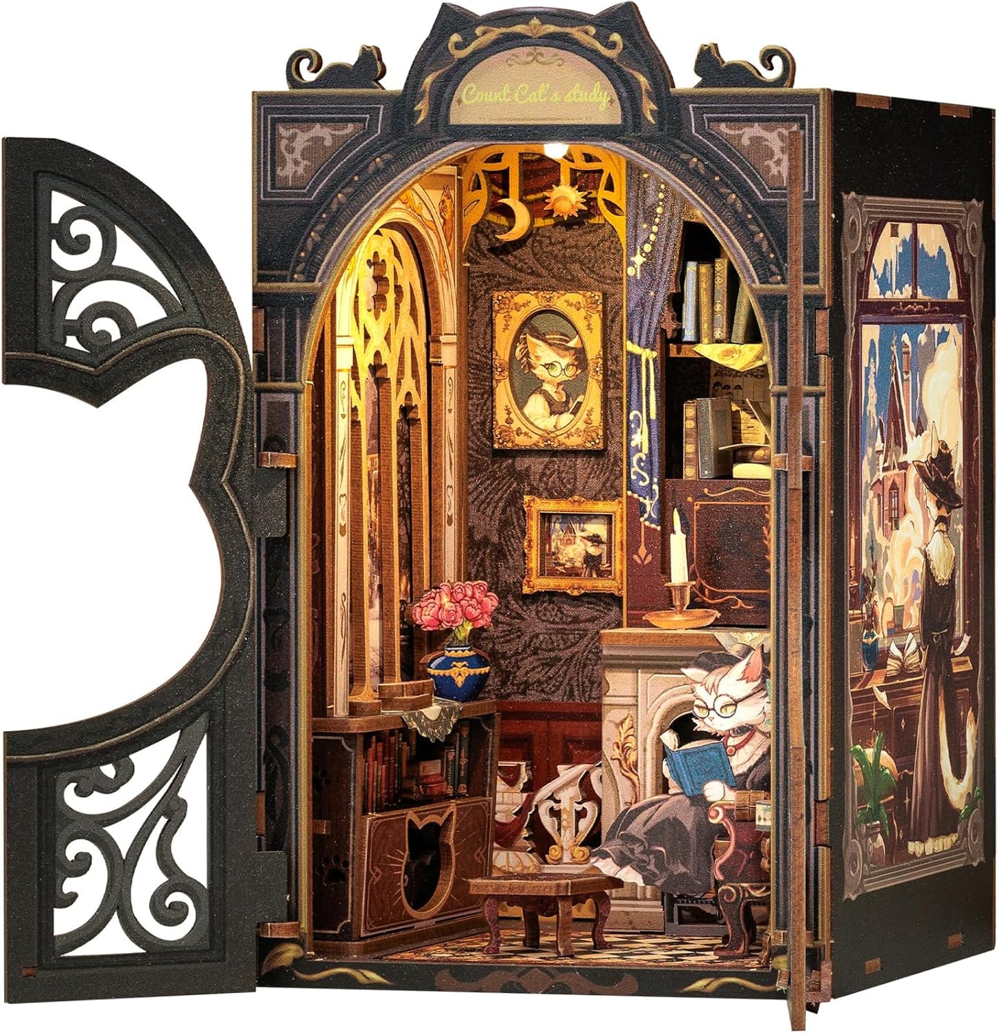 Cutefun Book Nook Kit - DIY Miniature House for Bookshelf Decor