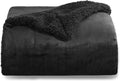 Twin Sherpa Fleece Throw Blanket Black 60x80 in - Thick Warm Throw