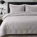 King Size Lightgrey Quilt Set - Soft Reversible 3-Piece Coverlet